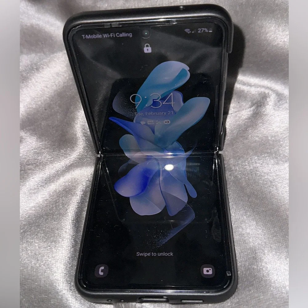 Black Foldable Smartphone with Blue Display